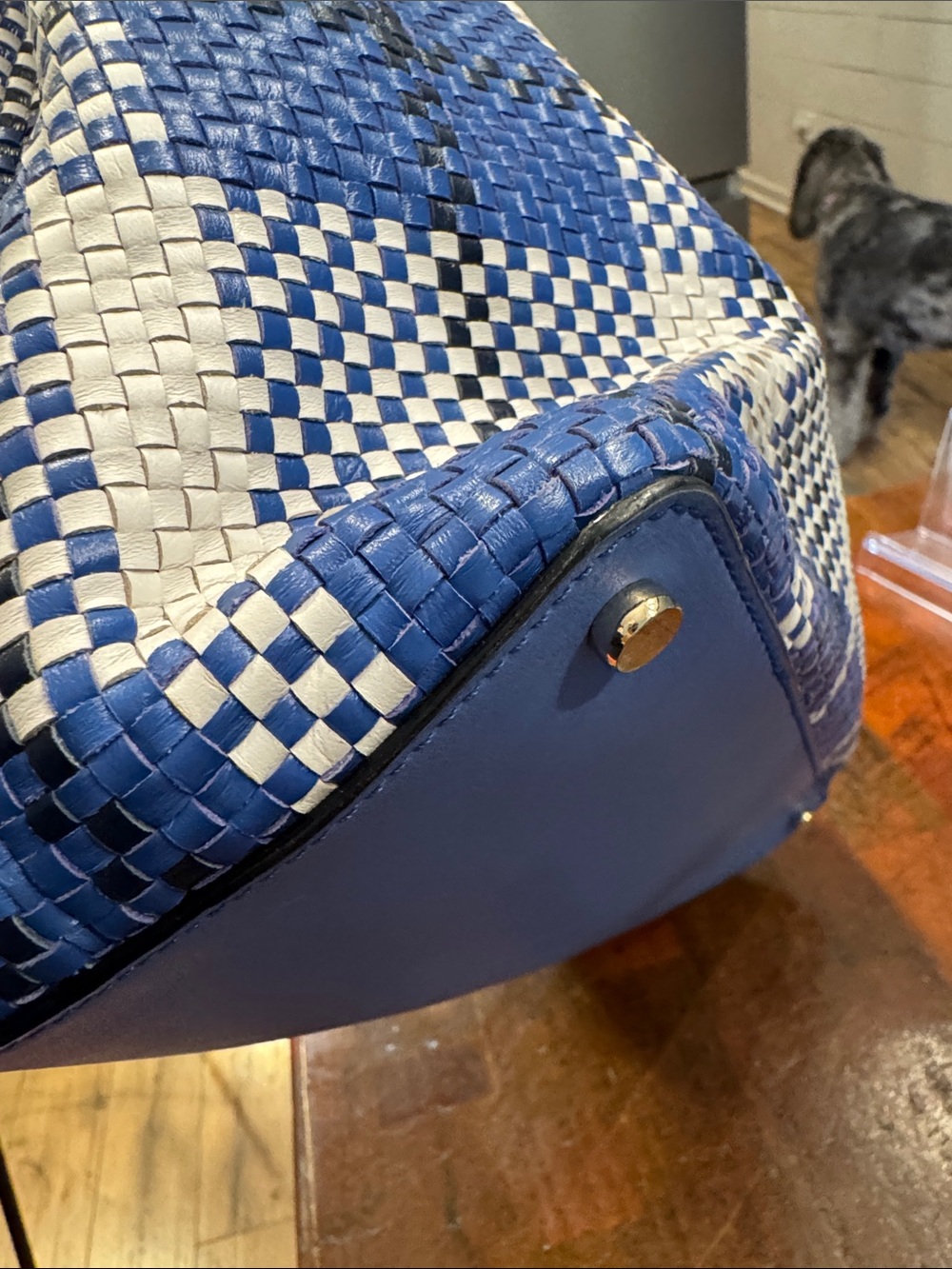 kate spade Blue and White Woven Plaid Tote - Picture 11 of 16
